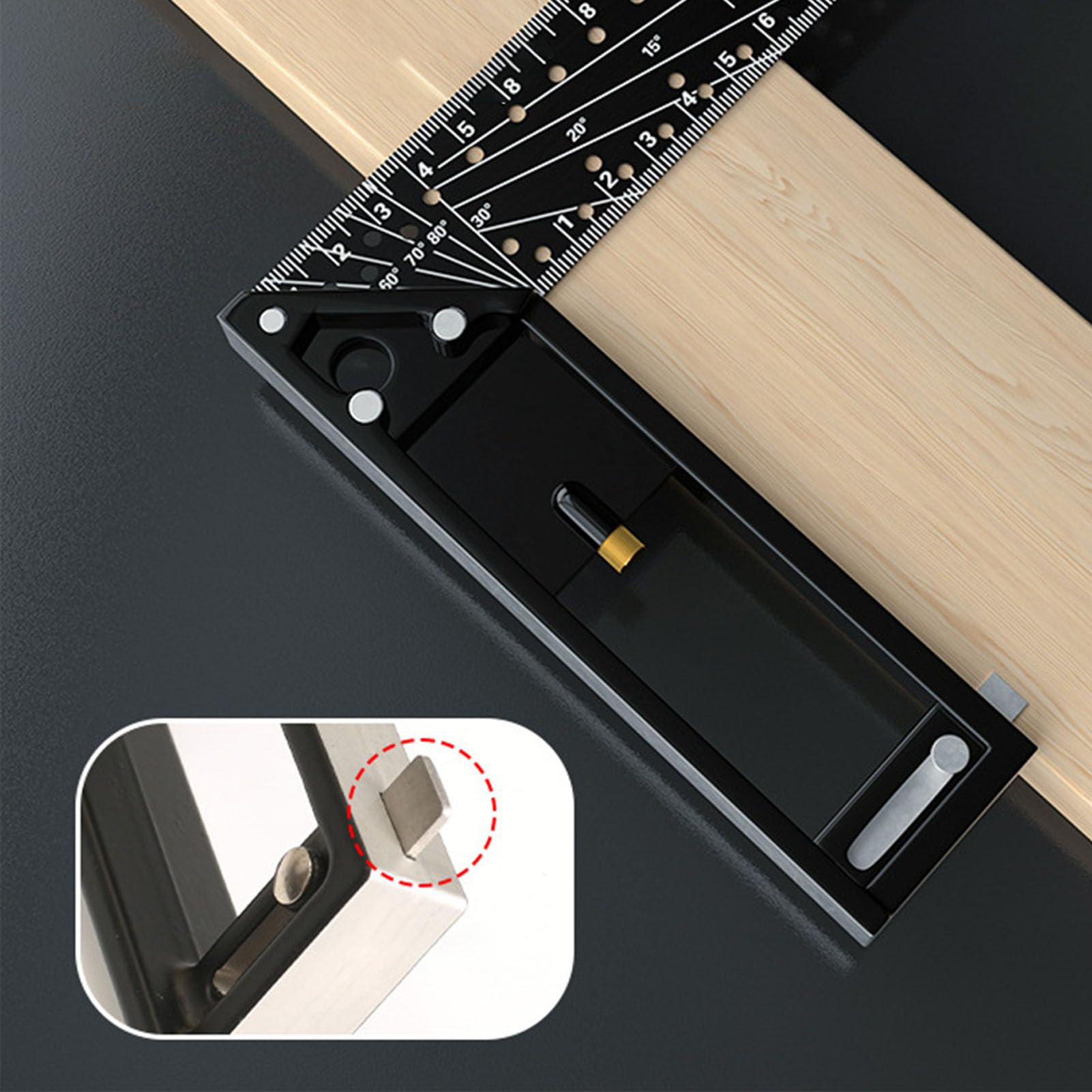 Righello di misurazione multiangolo professionale, righello ad angolo retto combinato universale da 45 a 90 gradi, strumento di misurazione accurato con tracciatore in acciaio