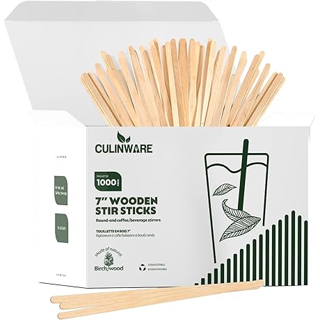 Birch Wood Coffee/Beverage Stirrers 7" (1000 Pack): Eco-Friendly Enhancers for Your Coffee Nook