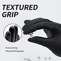 Vista 3 de Basic Guantes desechables para examen médico Synmax de vinilo, guantes Safty de 4 mil, 100 unidades, sin látex y sin polvo, SGBE 8004, XL (negro)