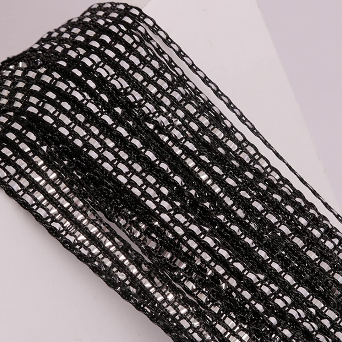 ECYC Ltd 39" x 79" Door String Curtain Glitter Silver Ribbon Fringe Curtains, Wall Panel Fringe Window Room Divider Blind Strip Tassel Screen for Home Bedroom Patio Restaurant Wedding Decoration