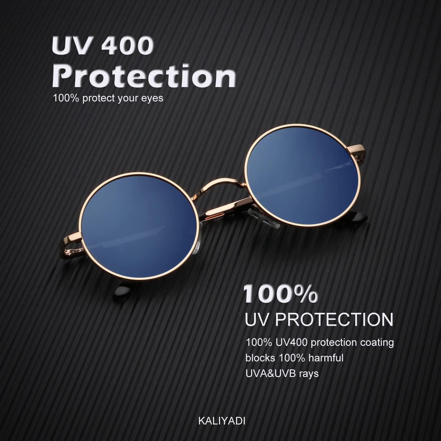 KALIYADI Round Polarized Sunglasses for Men Women Retro Metal Hippie Circle Style Sun Glasses UV Protection