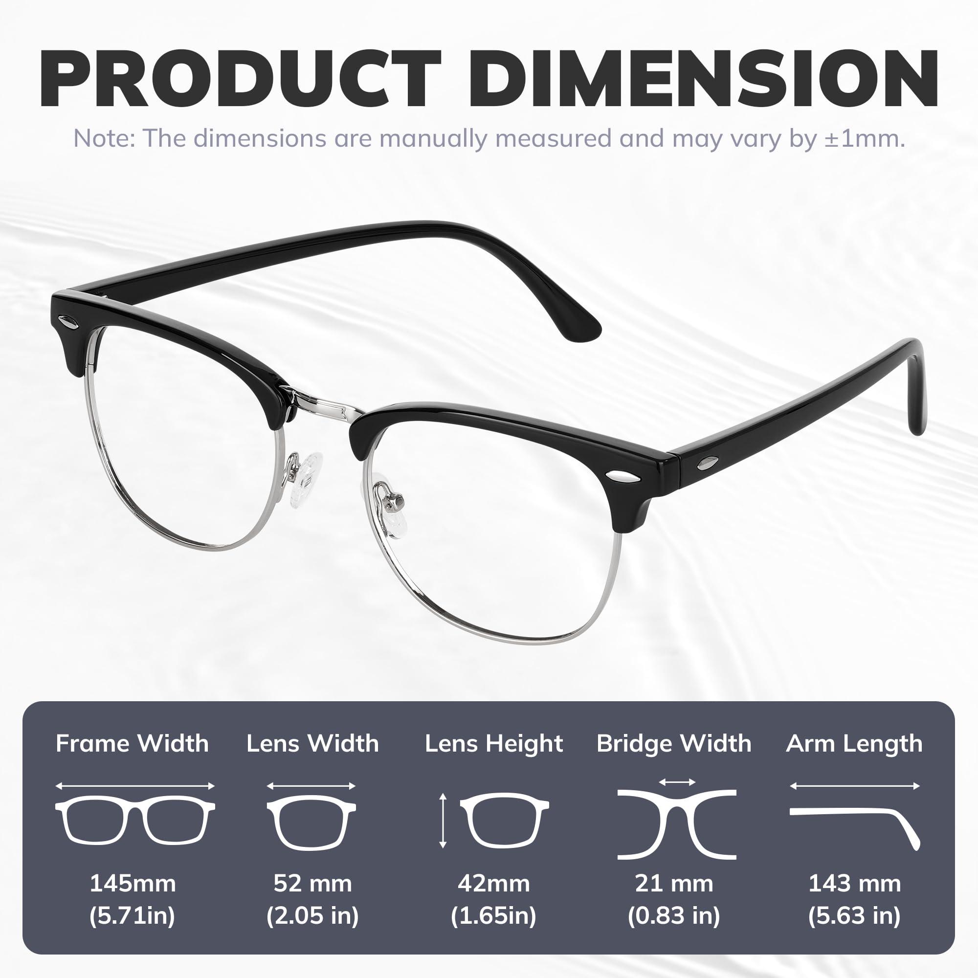 AMBEYE Square 99% Blue Light Blocking Glasses - Anti Eyestrain Retro Frame Computer Eyewear with Clear Lens UV400 Protection for Men Women (Black)