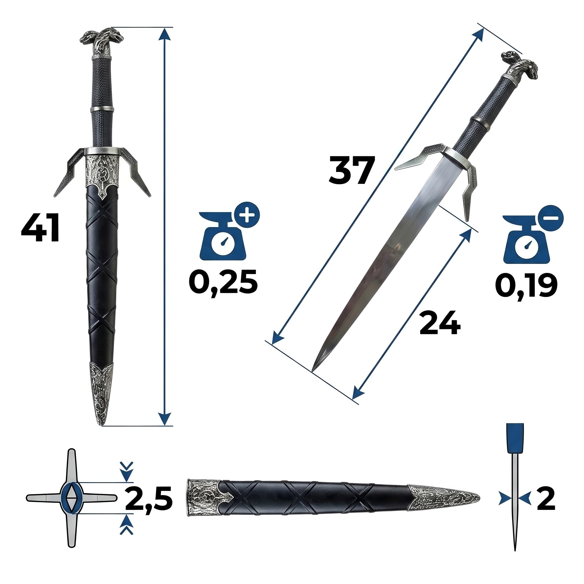 Geeraltt Schwert oder Dolch oder Minischwert, scharf oder dekorativ, aus Stahl oder Schaumstoff, mit oder ohne Scheide, inspiriert von The Wittcherr
