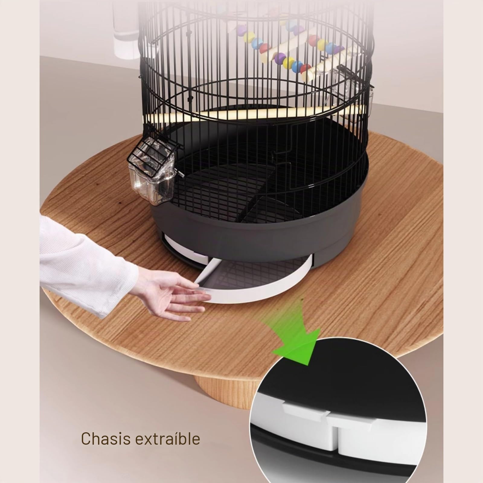 Jaula Redonda de Metal para Pájaros, Resistente y Ventilada, Jaula Loro para Agapornis, Periquitos, Voladera para Interiores y Exteriores(Black)