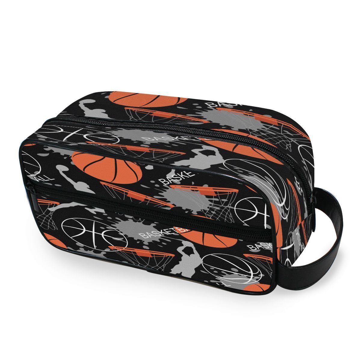 HMZXZ Neceser portátil de camuflaje, bolsa de aseo de viaje, bolsa de maquillaje, bolsa de almacenamiento para mujeres, hombres, niños y niñas, Baloncesto 2