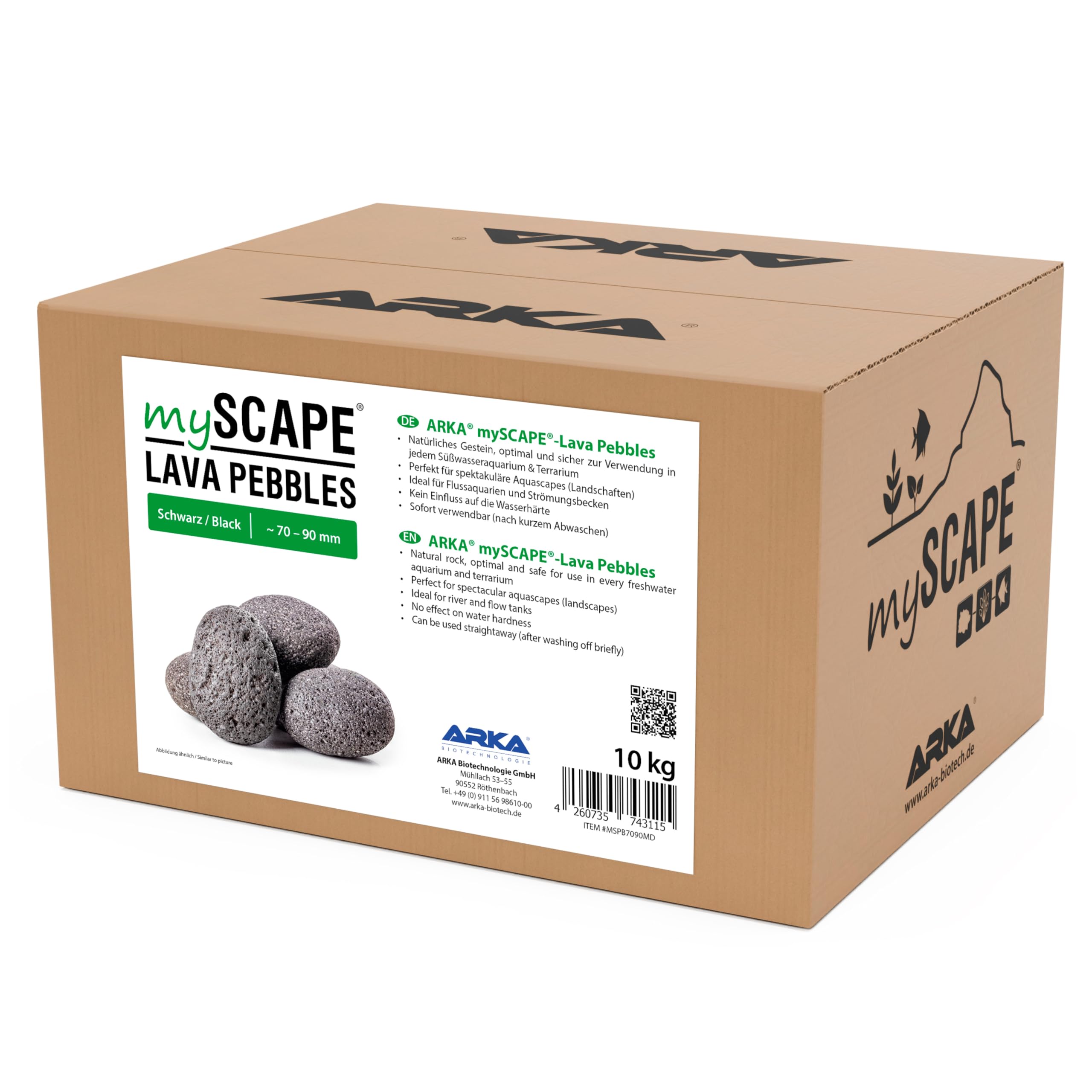 ARKA mySCAPE-LAVA PEBBLES - Pietre per acquari d'acqua dolce - ca. 70-90 mm - Contenuto: 10 kg