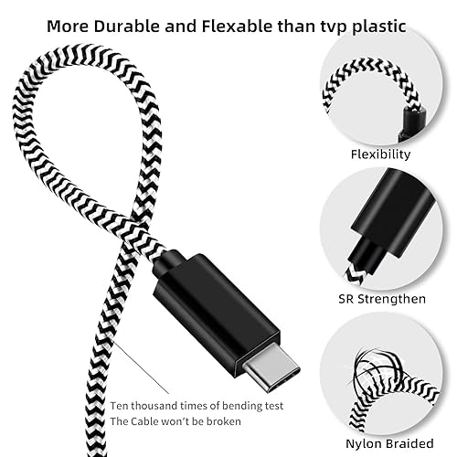 Miniatura 23 de Superficie trenzada de nailon que se conecta al cable de carga USB-C (6 pies rojo), requiere fuente de alimentación PD de cargador USB-C de 45 W, 15