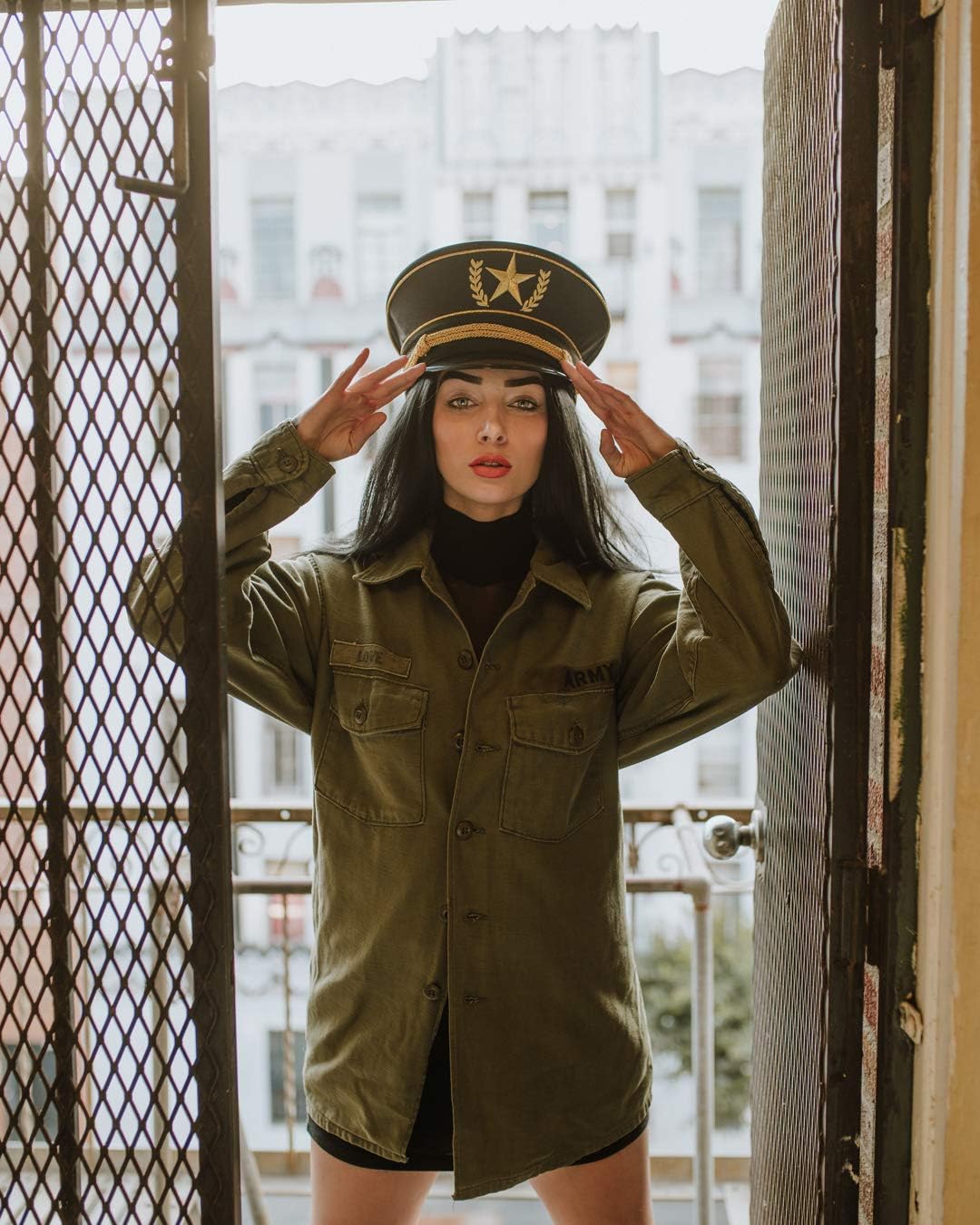 Leg Avenue Women's Military Hat, Gold/Black, One Size - Image 2