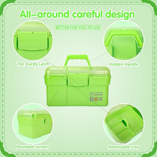 Miniatura 3 de Caja organizadora multiusos de 11 pulgadas con bandeja extraíble, caja de almacenamiento pequeña de plástico con asa, organizador portátil de