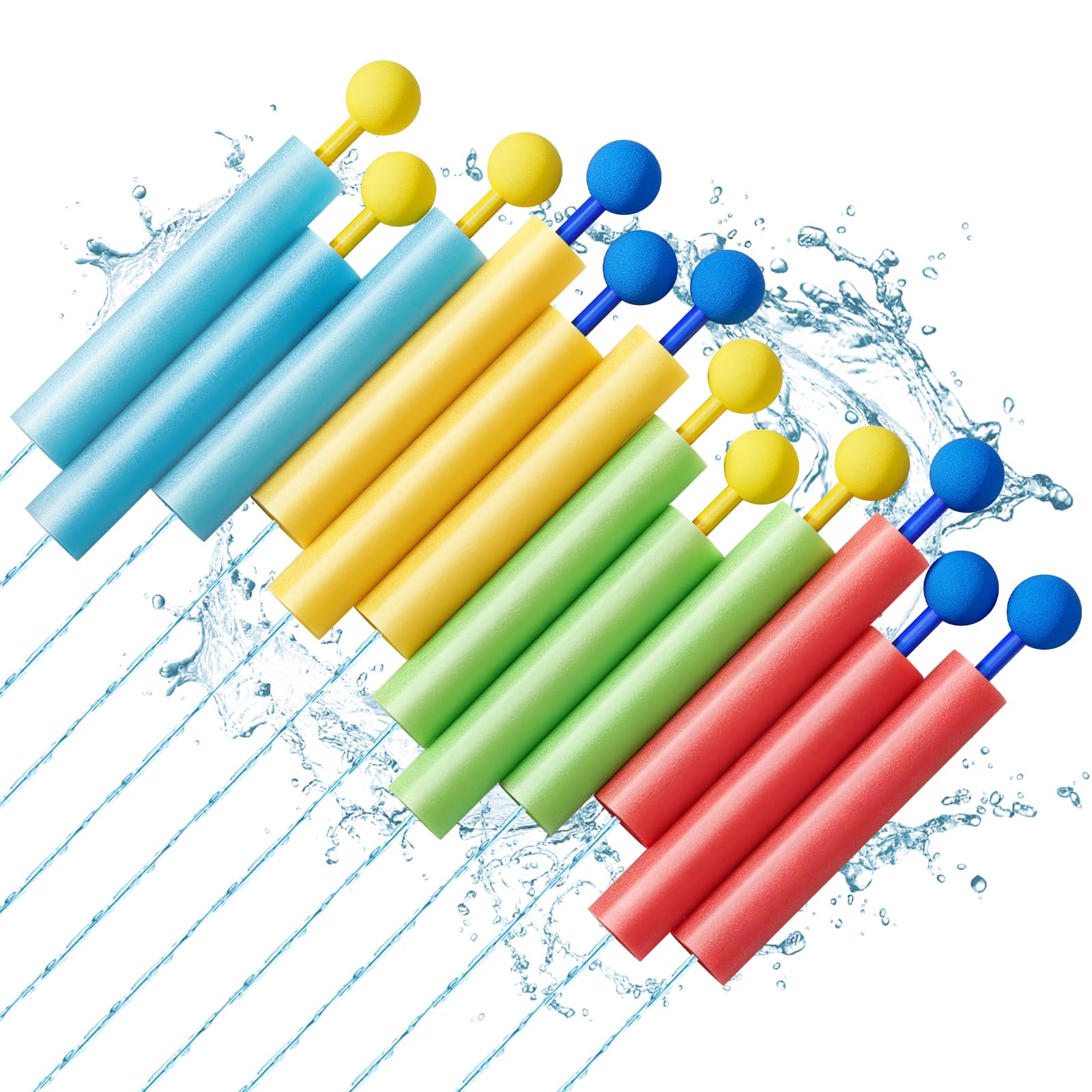 Lehoo Castle Foam Mini Water Guns for Kids, 12 Pcs Water Pistols Outdoor Toys, Push Pull Type Garden Water Toys for Summer Games, Water Squirter Swimming Pool Beach Toys for Boys Girls