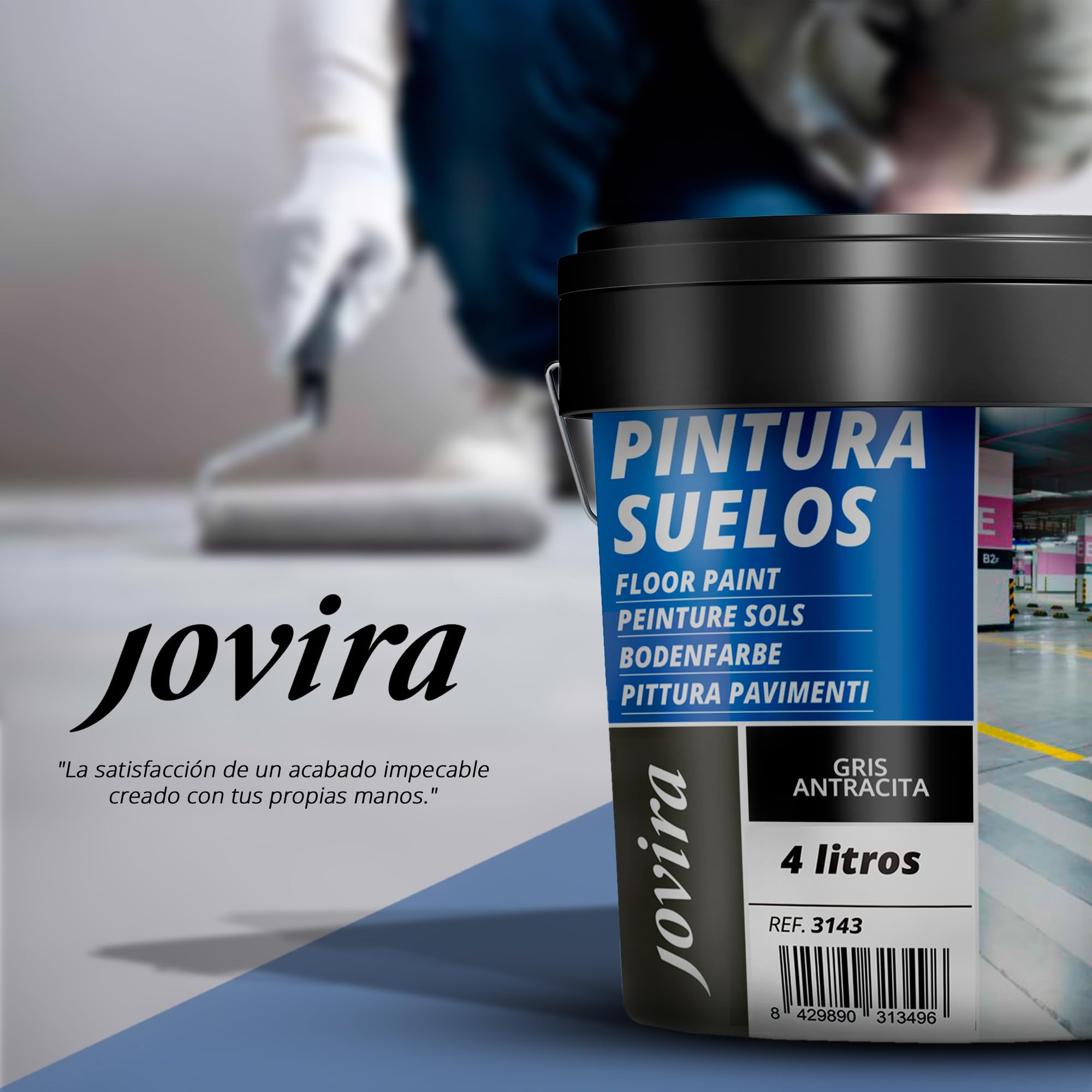 JOVIRA PINTURAS Pintura Suelos, Garajes y Pavimentos Deportivos en general, acabado Mate. Protege y decora las superficies de hormigón, cemento y asfalto. (2x4 Litros, Antracita) A-9C-2