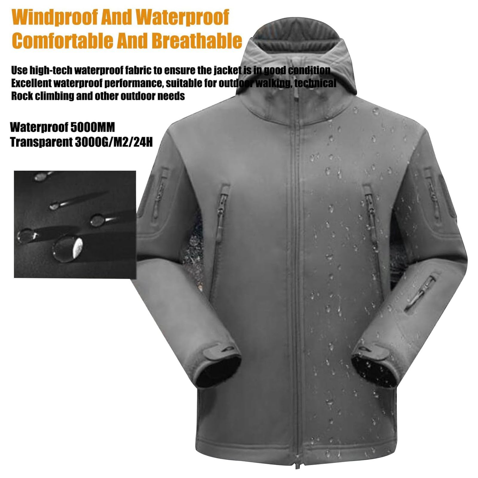 Conjunto de traje militar suave – Ropa de caza de camuflaje, chaqueta táctica impermeable y pantalones para hombre