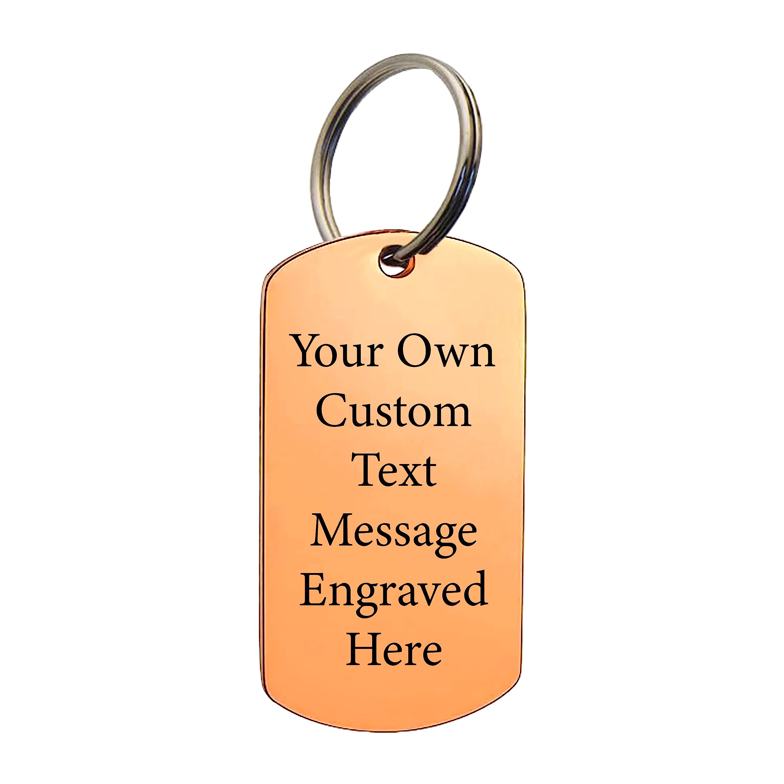 PB TECH Personalised Stainless Steel Keyring for Him or Her - Engraved with Your Custom Text/Message Keepsakes Gift (Rose Gold)