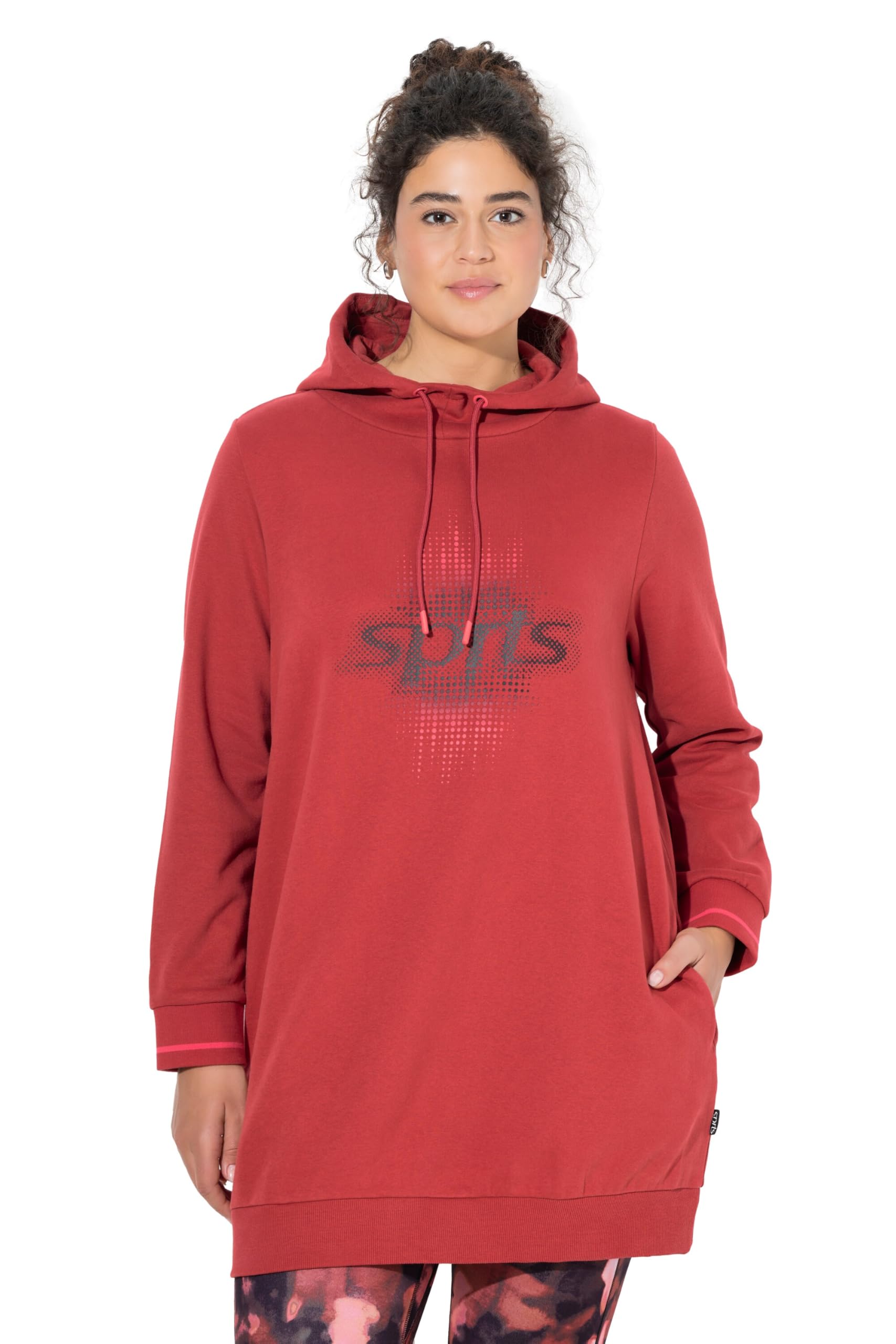 Ulla Popken Damen große Größen Übergrößen Plus Size Long-Hoodie, Oversized, Kapuze, Langarm 845924
