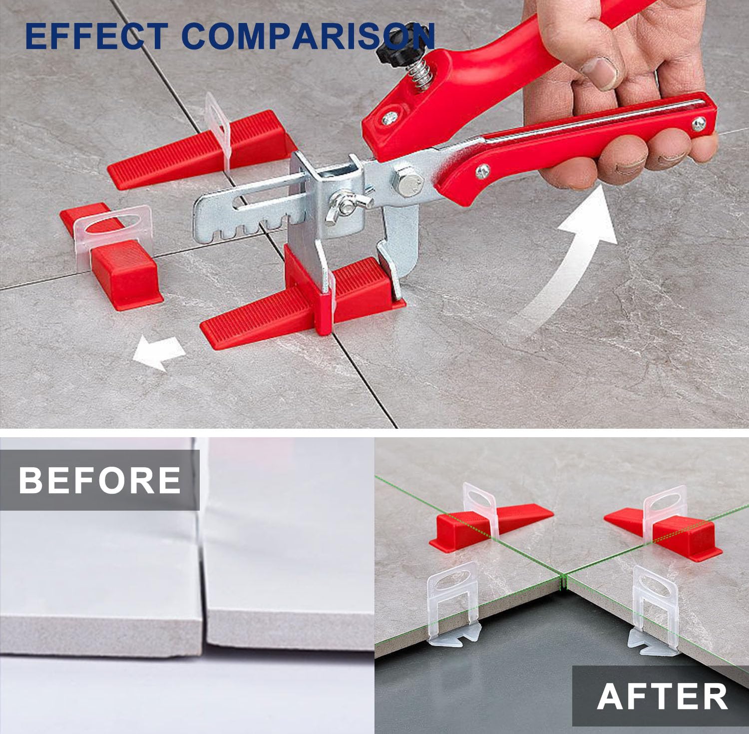 Clips de nivelación de azulejos de 1/32 pulgadas, espaciadores niveladores de azulejos de 1 mm, juego de herramientas de azulejos de 2000 piezas, sistema de nivelación de azulejos para instalación