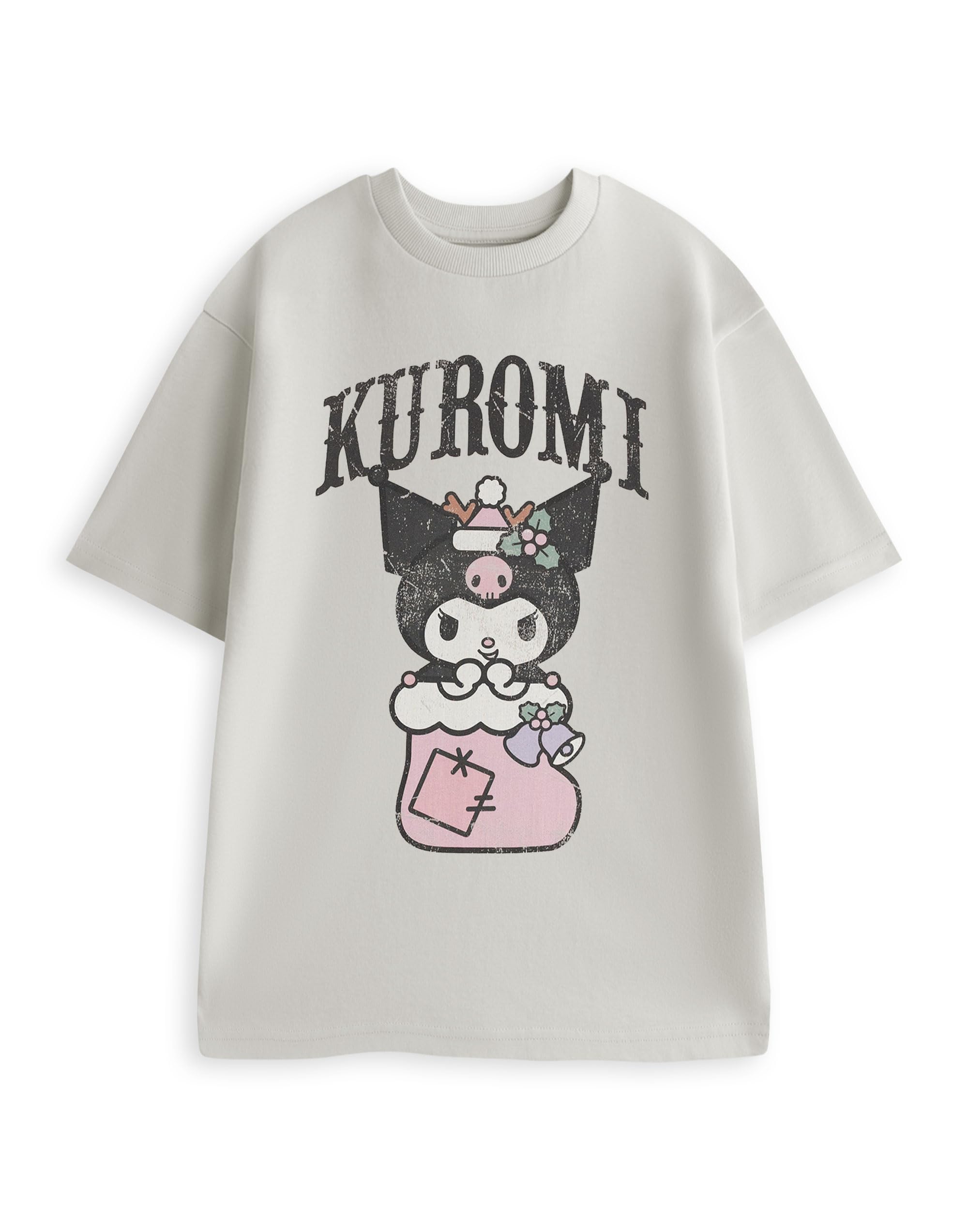 Vanilla Underground Women's Grey Hello Kitty & Friends Kuromi Stocking Short Sleeved T-Shirt - XXX-Large