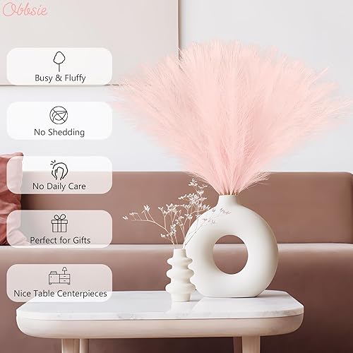 Miniatura 2 de 50 piezas de decoración de hierba de pampa sintética rosa, 21.6 pulgadas, césped artificial pomposo floral, ramas de hierba, florero, arreglo floral