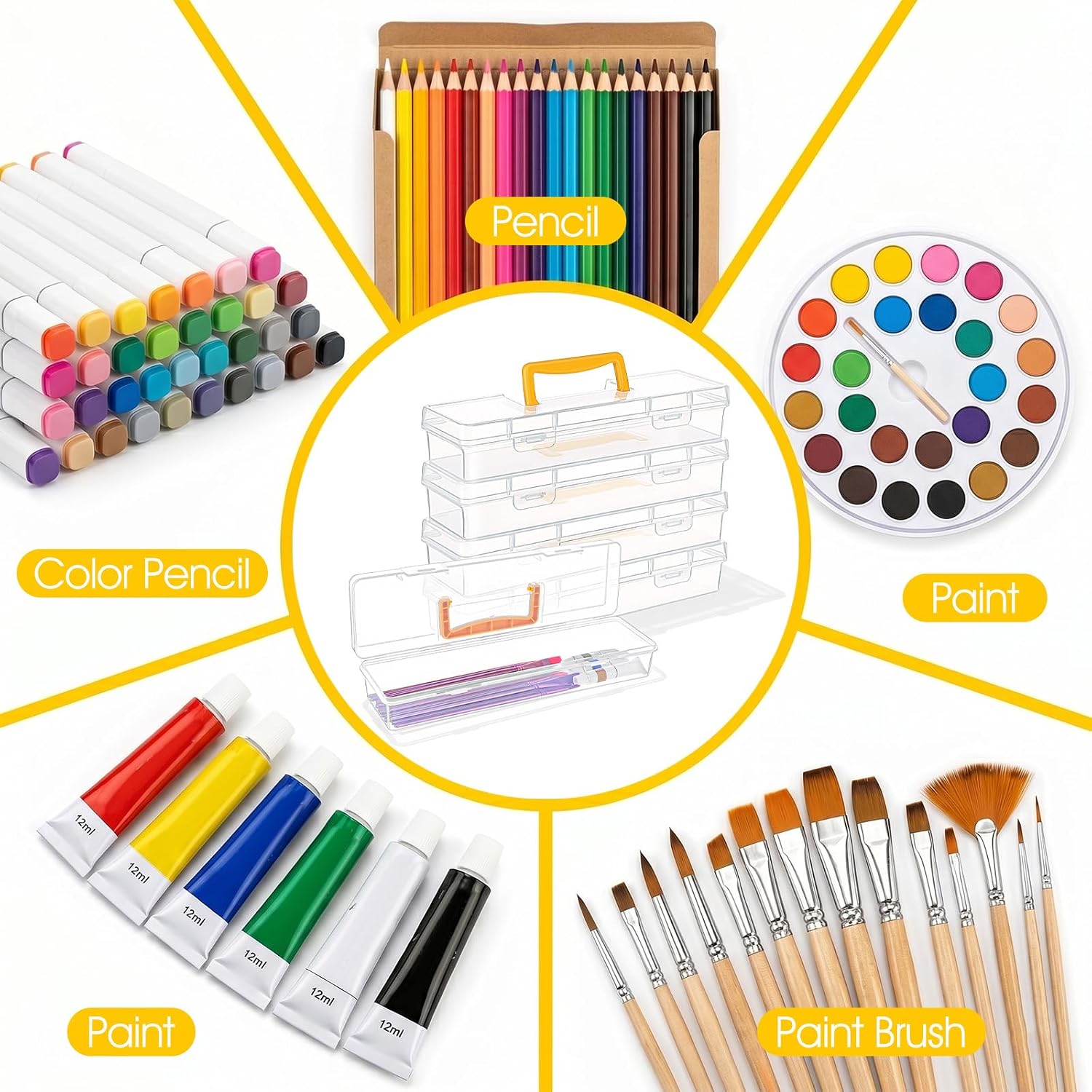 Paint Brush Storage Box 5-Pack 13" – Clear Plastic Organizer view 6