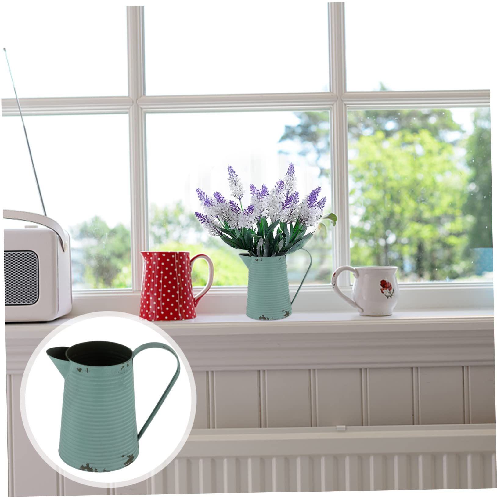 BESPORTBLE Flowerpot Dark Green Iron Vase Large Pot for Office Home Random Color