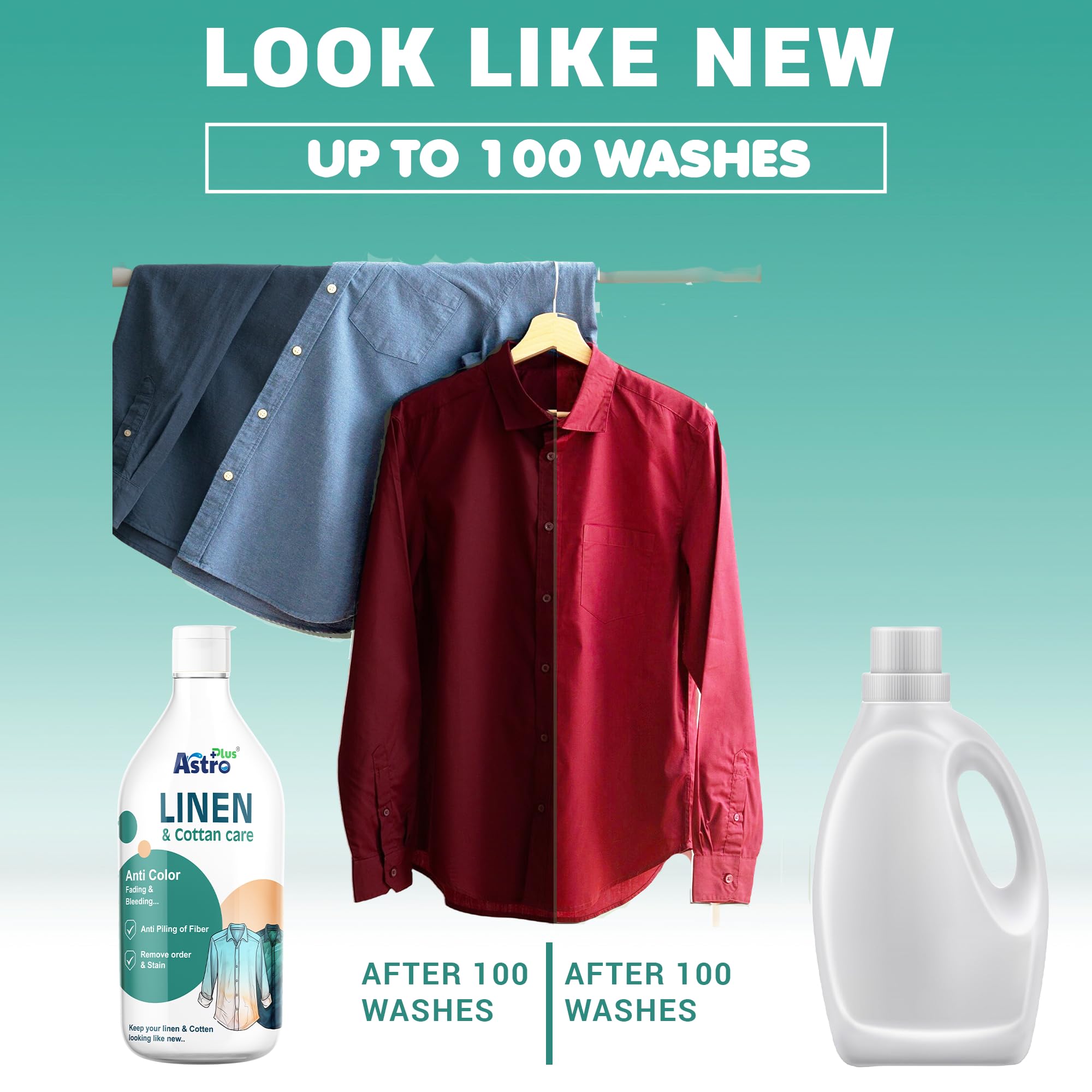 Astro Plus+ Linen & Cotton Care Best Washing Liquid For Clothes-Fabric Gentle Wash for Linen, Silk, Chiffon, Cotton, Georgette, and Woolen (500ml) 3