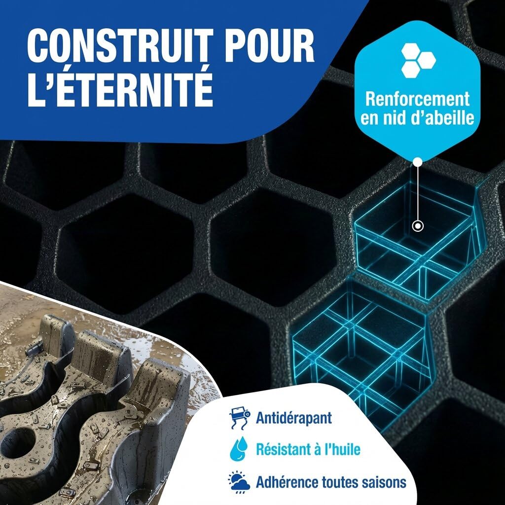 NTG Rampe de chargement pour voiture (lot de 2) jusqu'à 3000 kg, cales de chargement haute capacité en plastique antidérapantes + empilable - Convient à toutes les voitures
