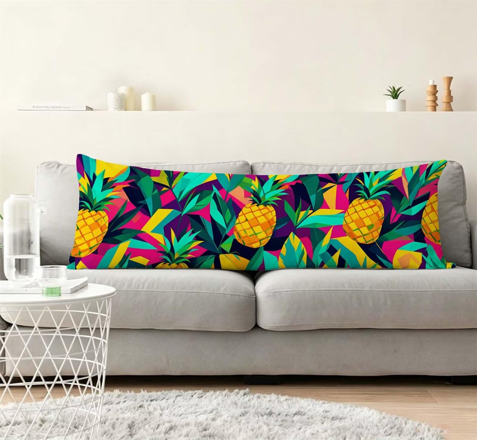 Fodera Cuscino 55 x 160 cm, Nordic-24 Lino Copricuscini Letto, | con Invisibile Cerniera, Morbida e Traspirante, per biancheria da letto, divano, hotel, chi dorme sul fianco Impianto-2 j-39
