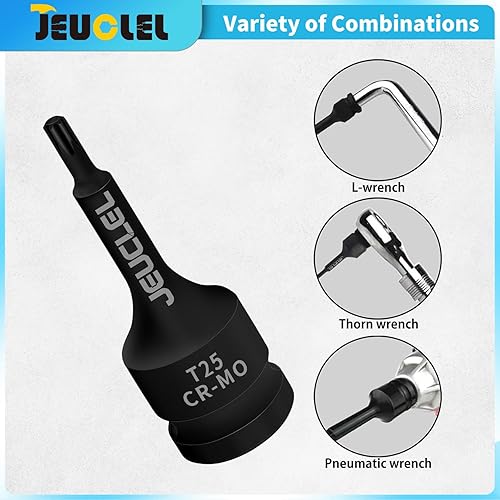 Vista 52 de Juego de llaves de vaso de impacto Torx Star de 6 puntos, T30 T40 T45 T50 T55 T60 T70 T80 1/2 pulgadas Kit de llaves Allen de accionamiento