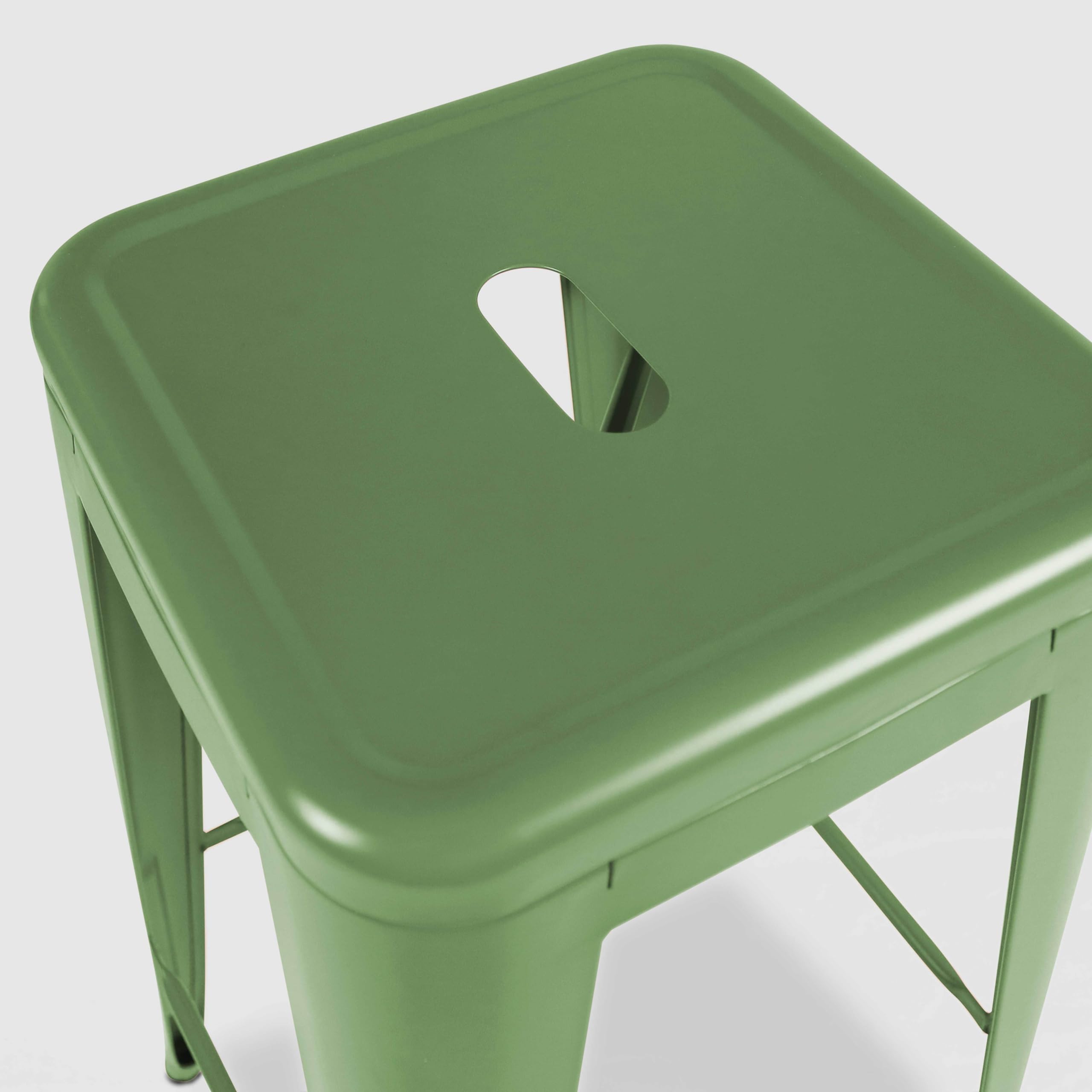 Oviala Lot de 4 tabourets de terrasse en métal Mat Vert Cactus