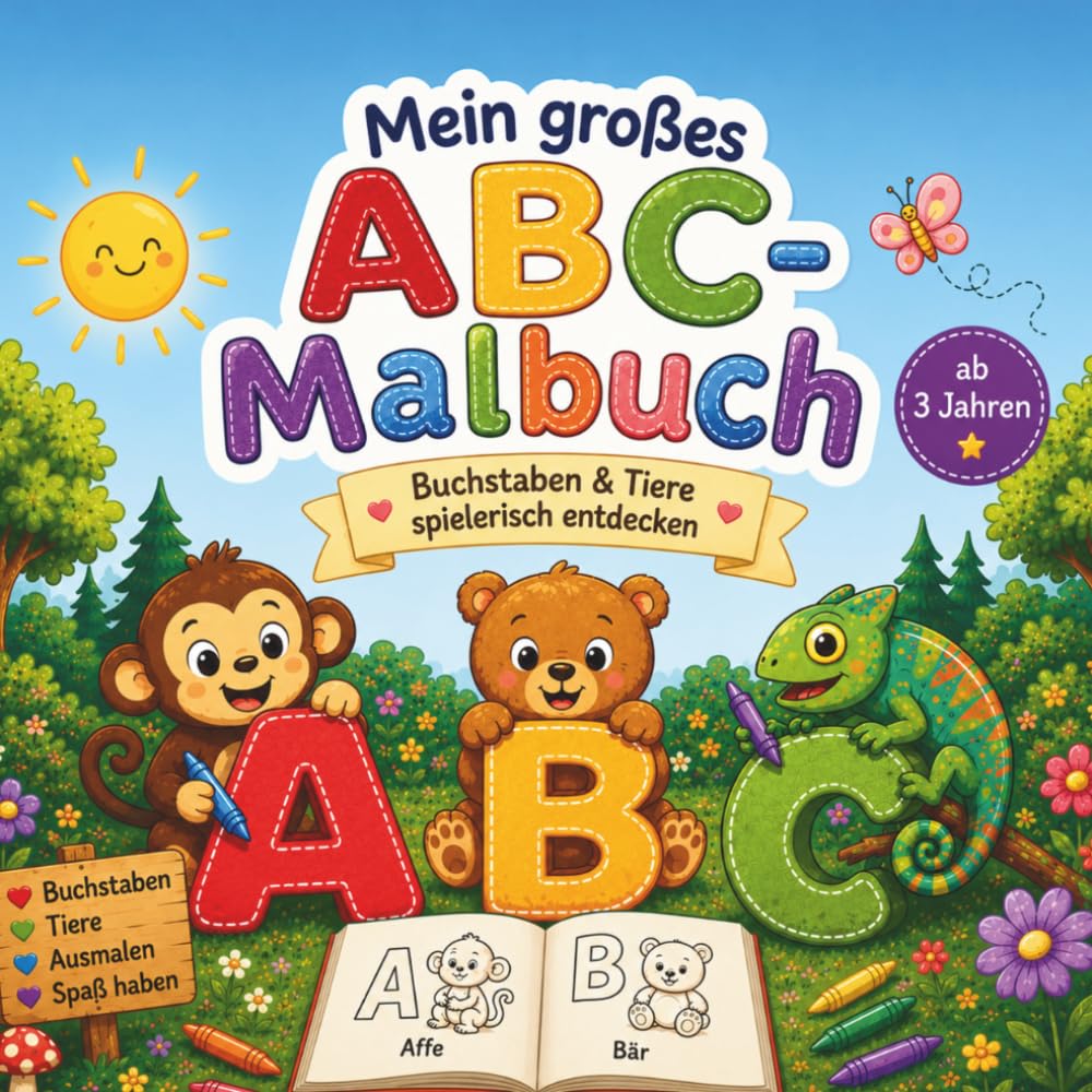 Mein großes ABC-Malbuch: Buchstaben & Tiere spielerisch entdecken