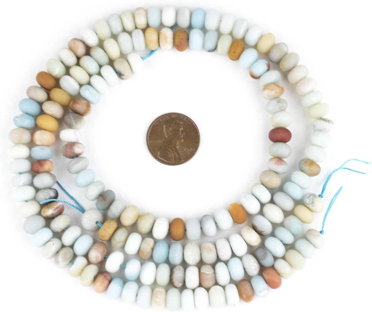 The Bead Chest Rondelle Amazonite Stone Beads 8mm Multicolor Disk Gemstone 15 Inch Strand