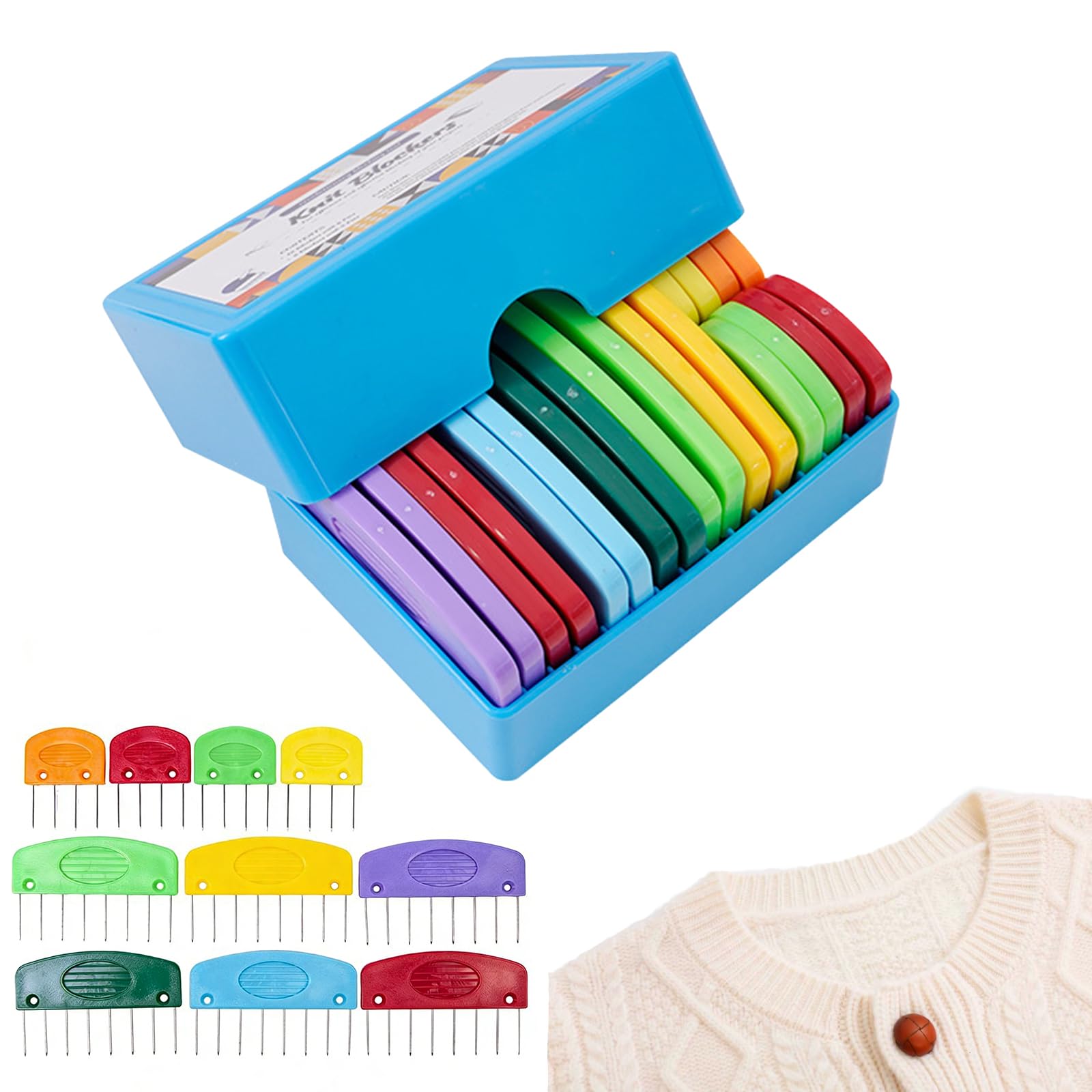 20 Pezzi Knit Blockers Box, Pettini per Blocchi per Maglia, Pettini Bloccanti per Lavori a Maglia, Set di Combs per Ferri a T, Lavoro Fisso per Maglieria Sciarpe e Maglioni, Colorata