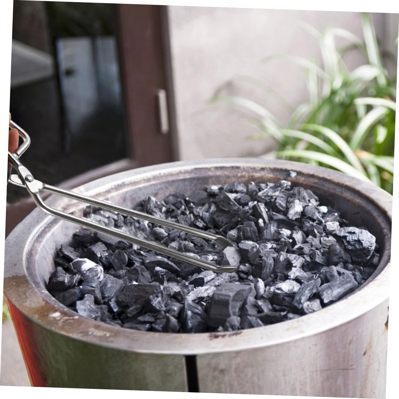 Pinzas Mango de Haya Maciza para Carbón de Barbacoa | Abrazadera de Carbón Extendida, Acero Inoxidable y Madera, 1, Decoracion Verano