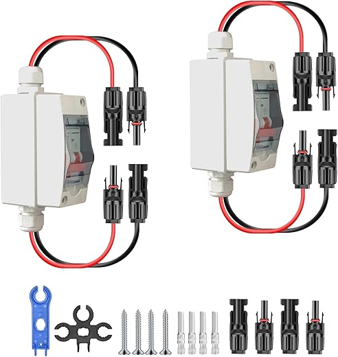 DC Trennschalter 32A 500V für PV-Anlagen mit 260mm Kabel, IP65 wasserdicht