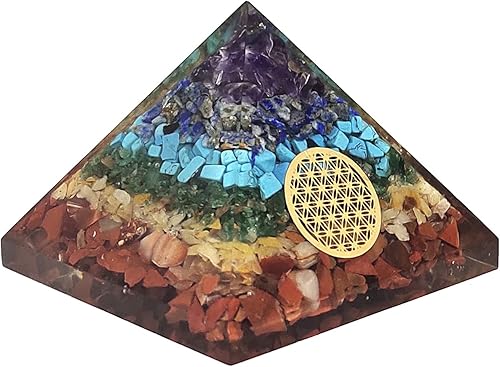 Miniatura 4 de Pirámide de cristal de orgón de siete chakras con símbolo de flor de vida, colgante de coche de 7 chakras y collar con colgante de orgón para