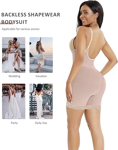 Miniatura 5 de FeelinGirl Faja moldeadora para mujer, con control de abdomen, malla sin costuras, brasier integrado con escote en U