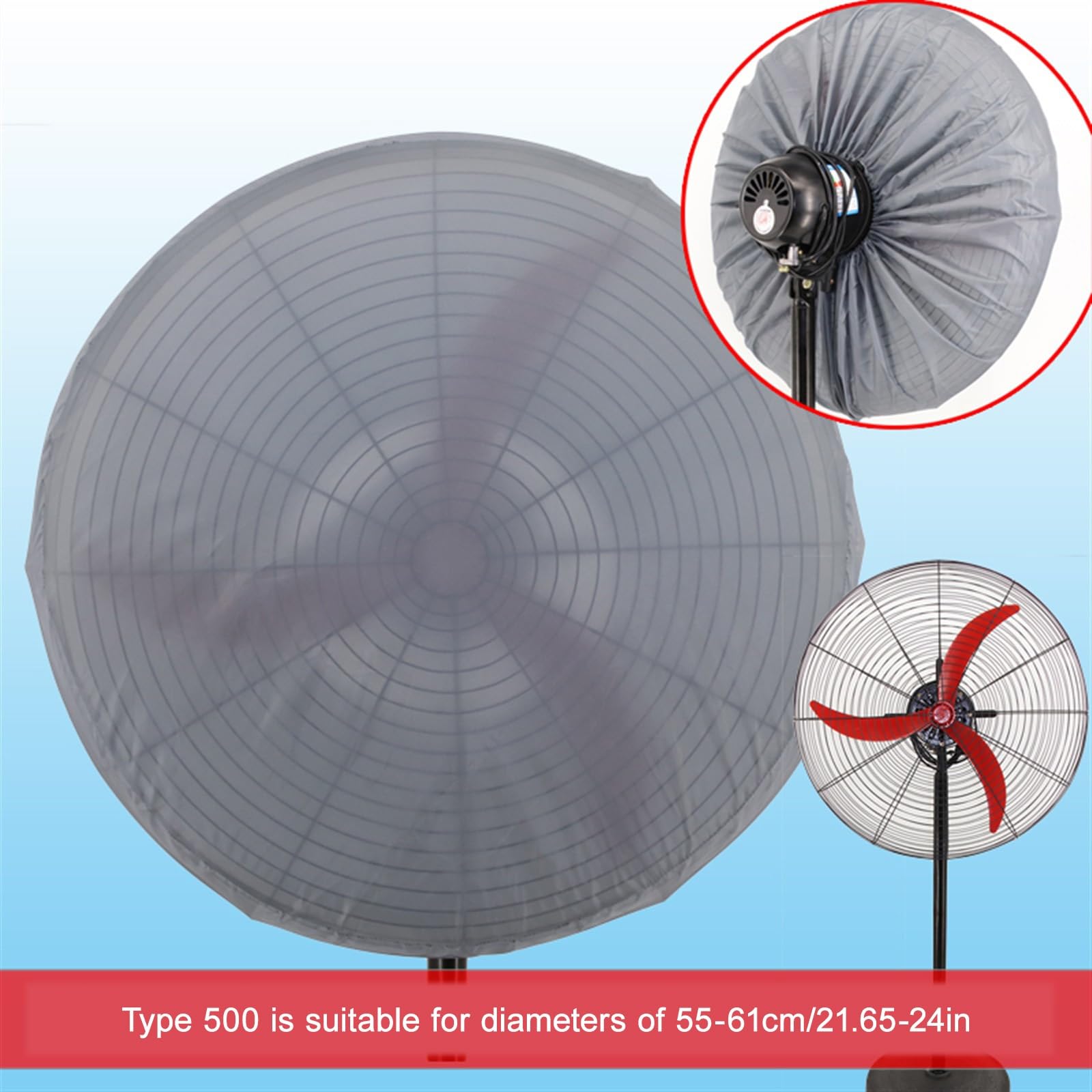 2pcs Industriale Grande Copriventilatore Antipolvere da Pavimento/da Parete Copertura Protettiva per Ventilatore, Tessuto Non Tessuto Elastico Coulisse Anti-umidità(55-61cm)