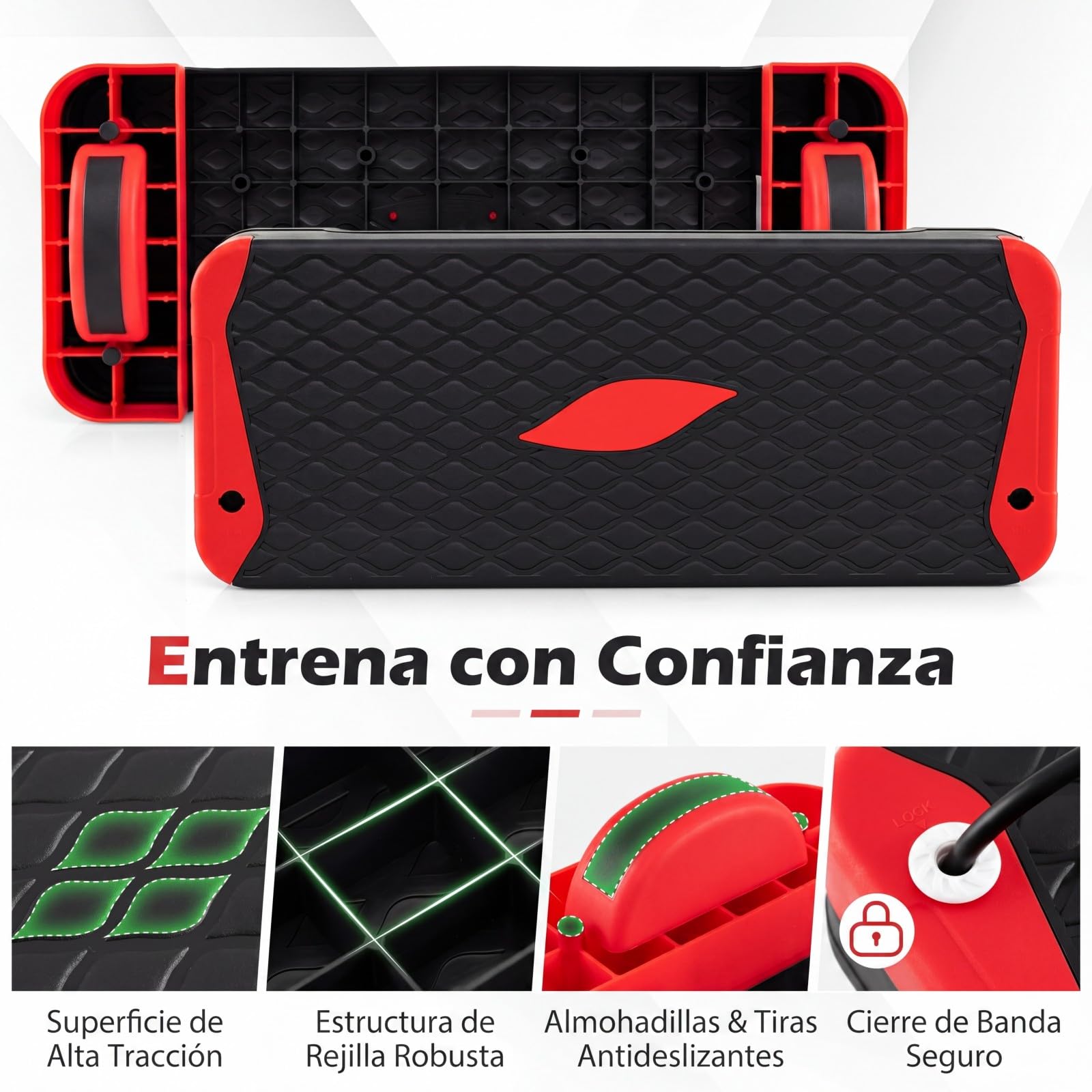COSTWAY 3 en 1 Plataforma Step de Aeróbic, Ajustable con 2 Elevadores