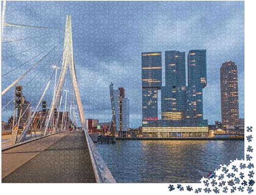 Miniatura 2 de Rotterdam Skyline. Hermosa vista después del atardecer. Rompecabezas con 2000 piezas