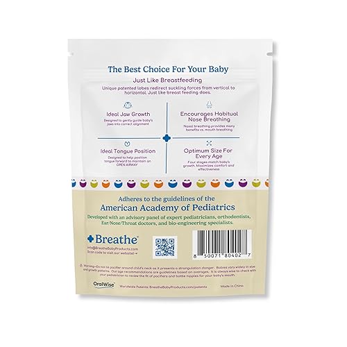 Miniatura 7 de Breathe - Chupete Breathe - Diseño patentado para el desarrollo oral y facial natural, sin BPA, sin látex, desarrollado por pediatras, apto para