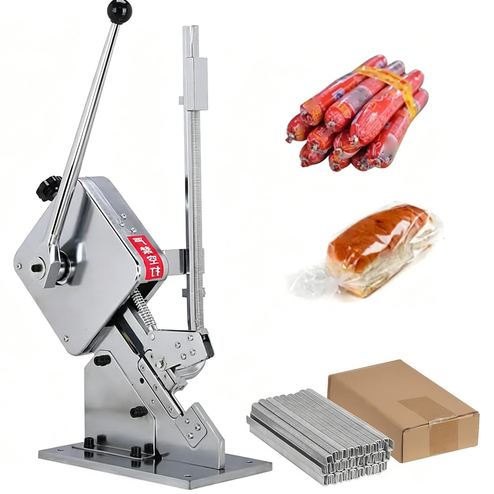 FBJAMZ Manual U-shape Sausage Sealing Machine, Commercial Sausage Clipper Clipping Machine, Food Clipping Maker with Box of Buckles 4000Pcs