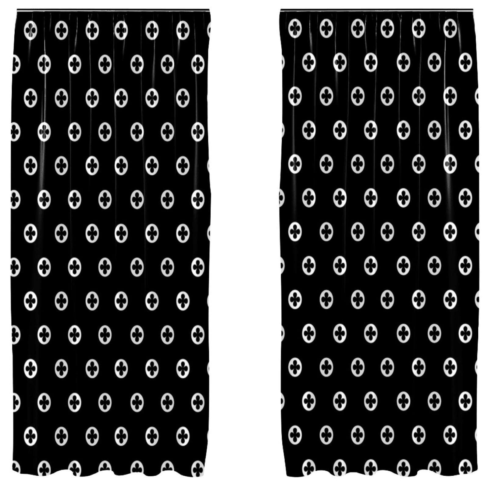 Juego de 2 cortinas para ventana elegantes en combinación blanco y negro