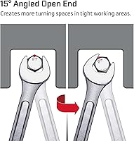 Vista 6 de Juego de 24 llaves combinadas de uso general con bolsa enrollable SAE 1/4" a 1", métrico 8mm a 24mm Perfecto para uso doméstico general, garaje