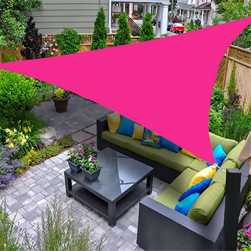 ACHBGTMQ Rosa Dreieck Sonnensegel Überdachung für Terrasse Wasserdicht 3,6X3,6X3,6M Robuster Edelstahl Hardware Kit für Hinterhof Rasen Garten Pool 