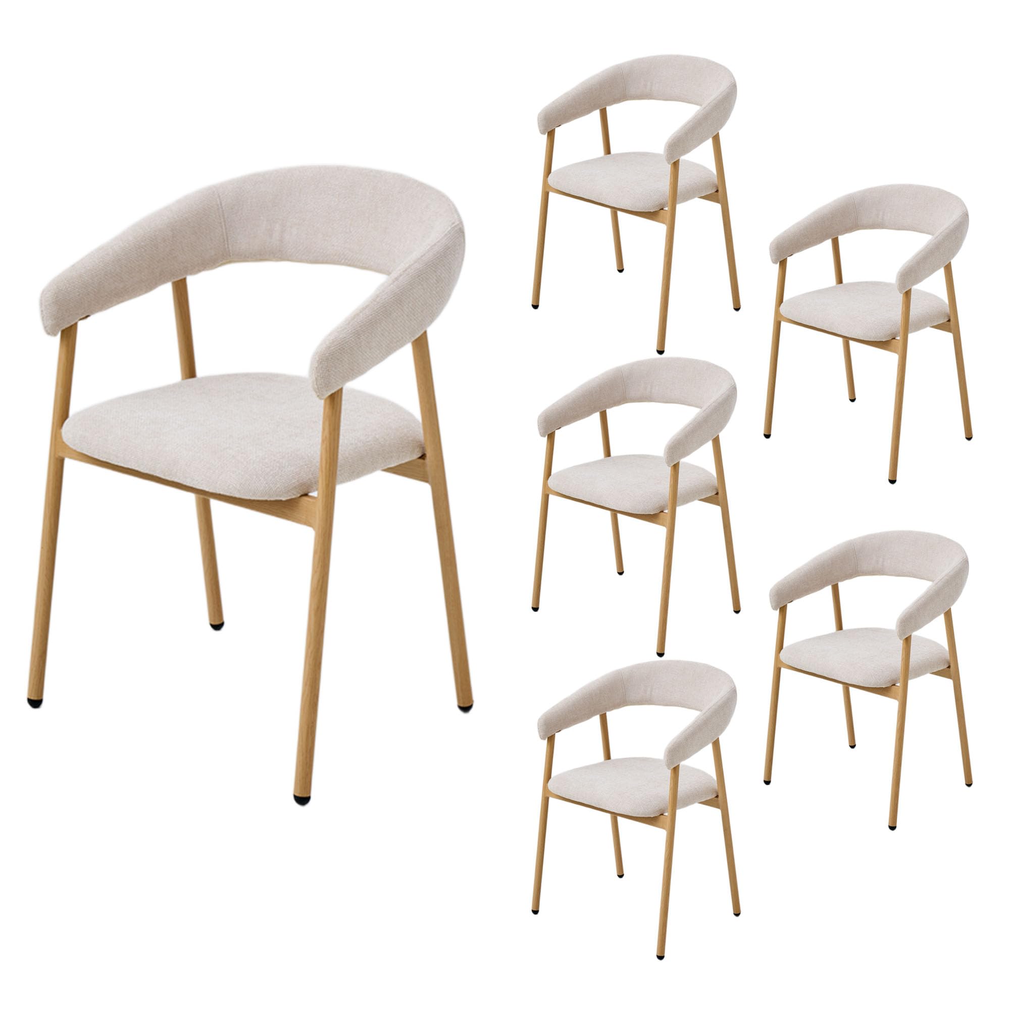 Ensemble 6 Chaises Salle à Manger Beige-Couleur chêne