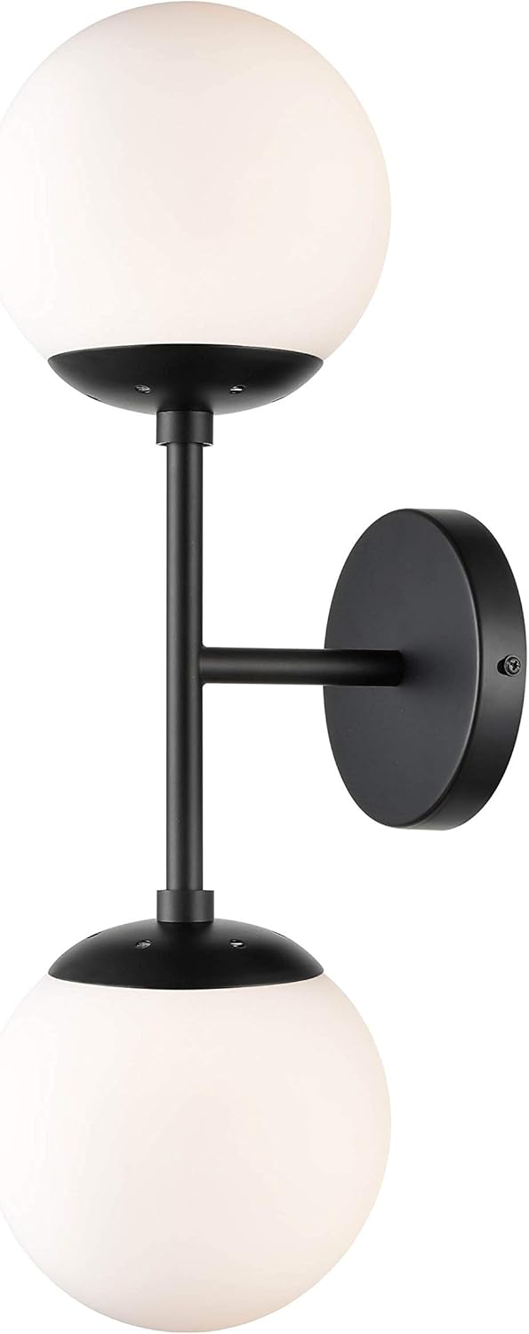 Light Society LSW268BKWH Zeno Black and White Glass 2Light Globe