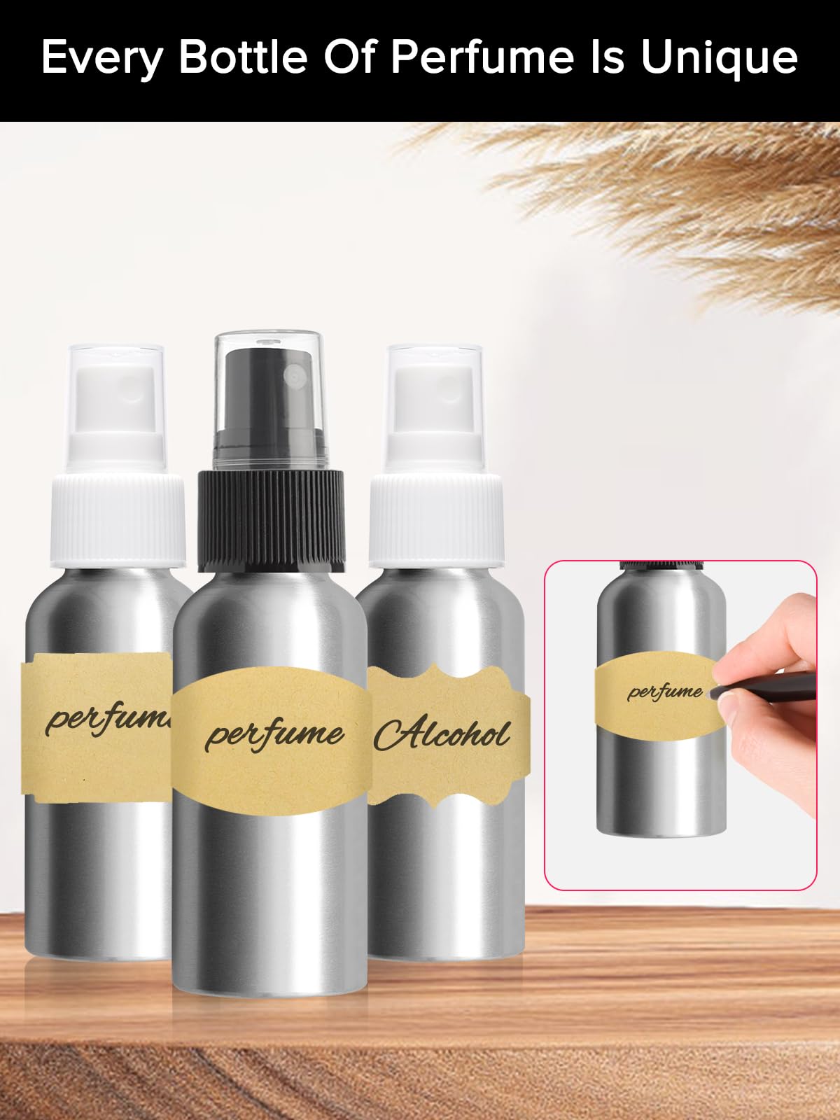 5 Flaconi Spray Vuoti In Alluminio 50ml - Nebulizzatore Fine Per Oli Essenziali E Cosmetici - Foto 8