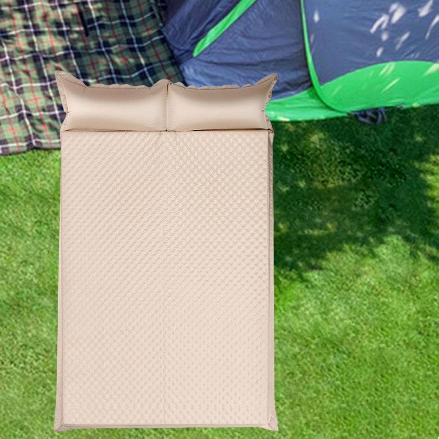 Premium Self-Inflating Camping Mattress with Integrated Pillow, for 2 Person
