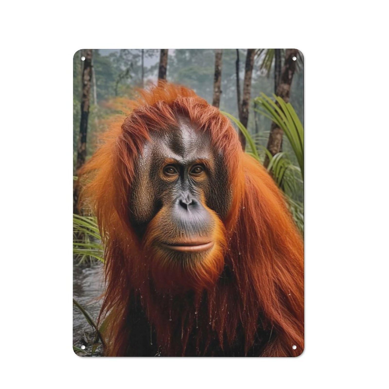 Junmoney Style-8 Vintage Tin Sign 40X30cm With Portrait Orang Utan For Bar Or Restaurant, Suited To Bar Decor Enthusiasts