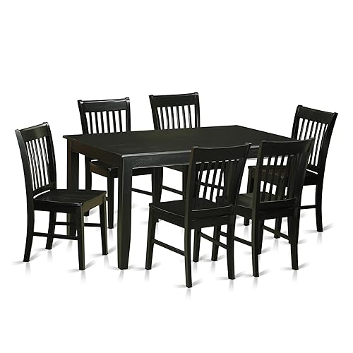 DUNO7-BLK-W 7 Piece Kitchen Table Set Consist of a Rectangle