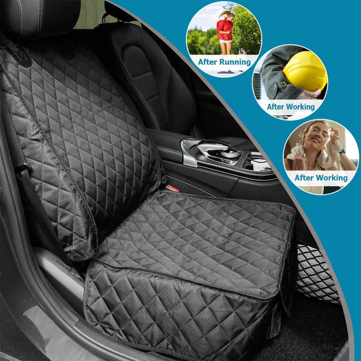 JNNJ Housse De Siège Avant De Voiture pour Chiens, Coussindu Sièged'antiusure des Animaux De Compagniesurvoiture, Résistant Aux Rayures Protecteur pour Animaux, pour Voitures, Camions(Noir)